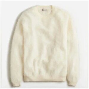 NWT J. Crew Brushed Cashmere Relaxed Crewneck Sweater in White Size S! VERY RARE